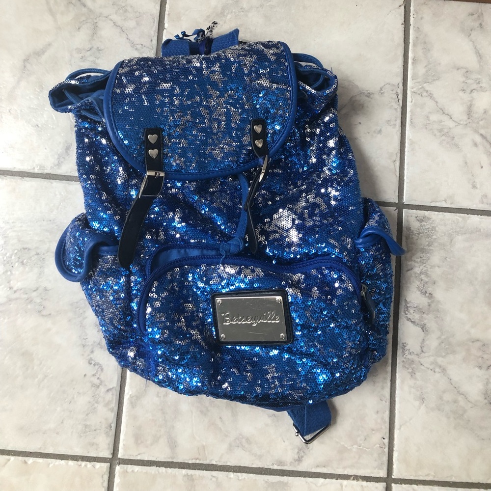 Royal blue sequin backpack